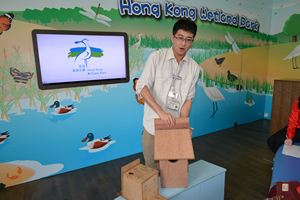 Staff of Wetland Park introduces artificial nest boxes